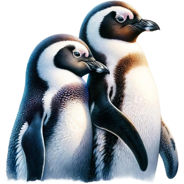 Black White Penguin Pair Standing Together Vinyl Sticker Decal