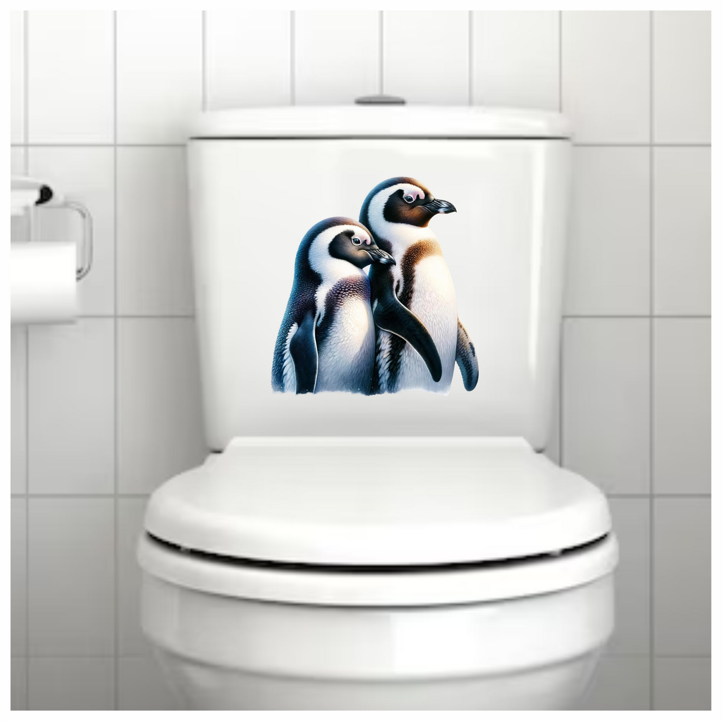 Black White Penguin Pair Standing Together Vinyl Sticker Decal