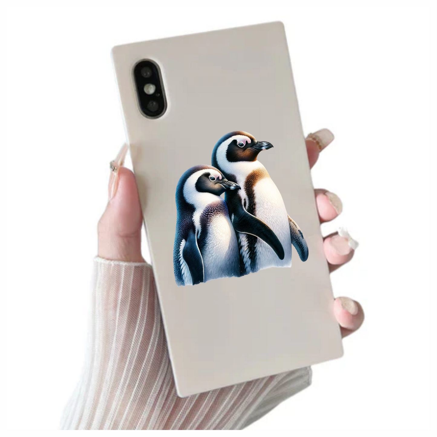 Black White Penguin Pair Standing Together Vinyl Sticker Decal