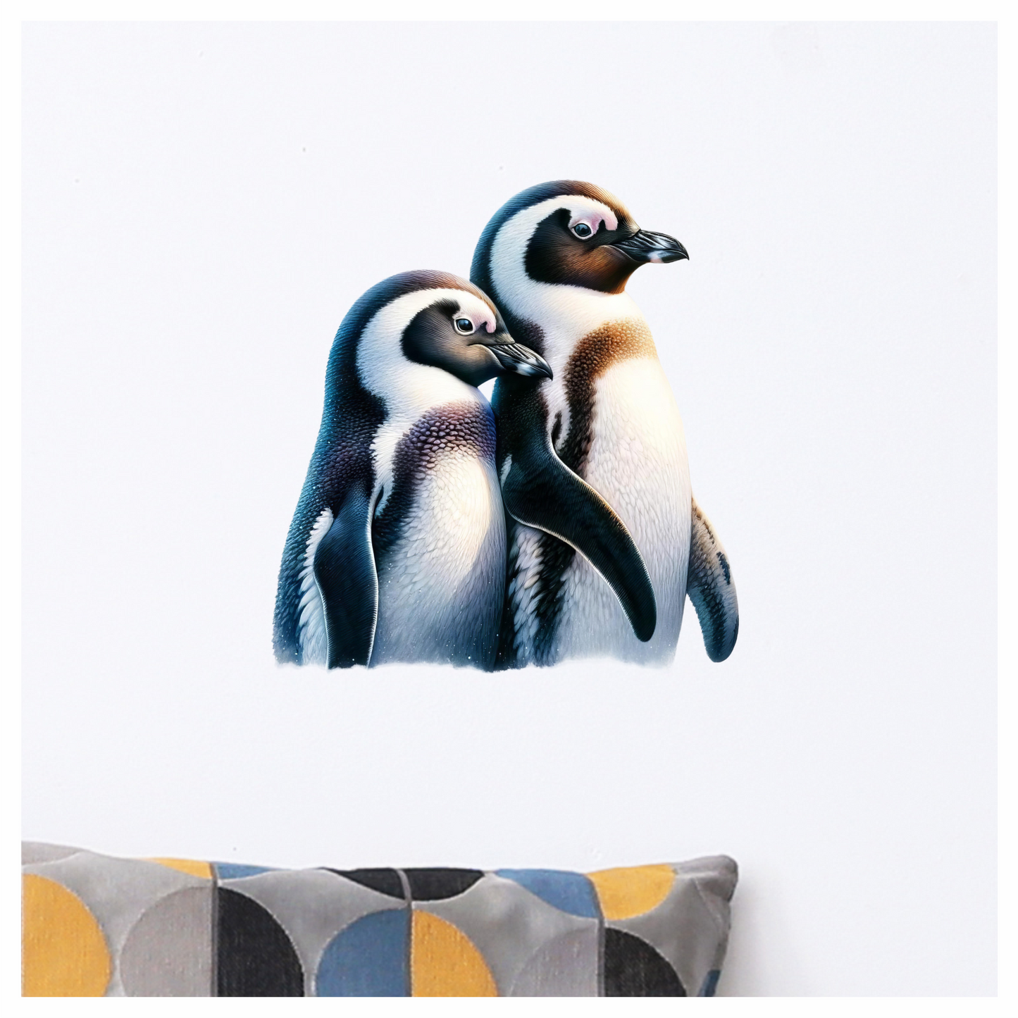 Black White Penguin Pair Standing Together Vinyl Sticker Decal