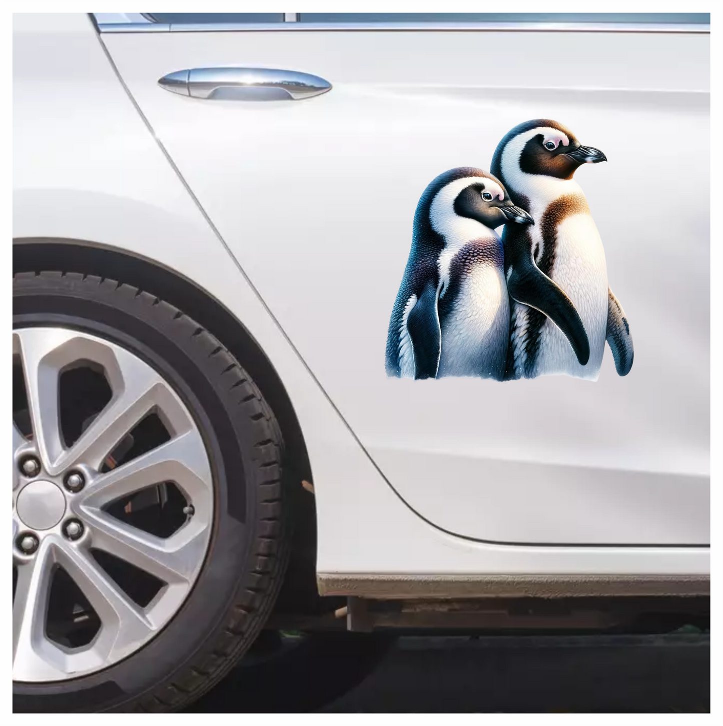 Black White Penguin Pair Standing Together Vinyl Sticker Decal