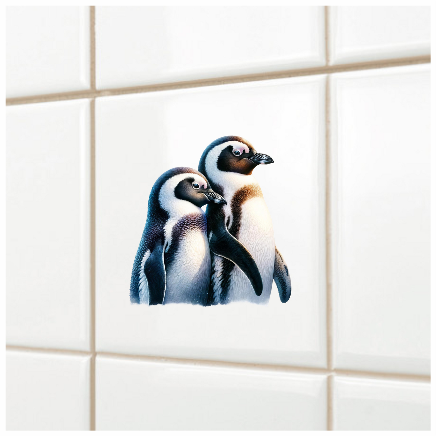 Black White Penguin Pair Standing Together Vinyl Sticker Decal