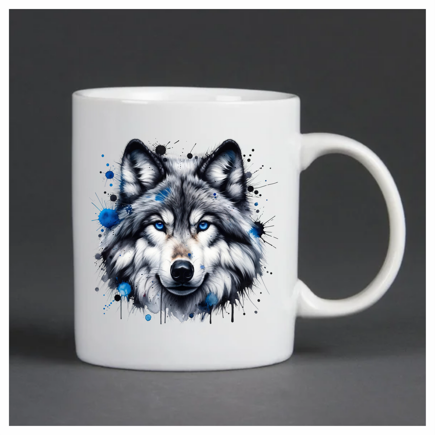 Grey Wolf Face Blue Eyes Vinyl Sticker Decal