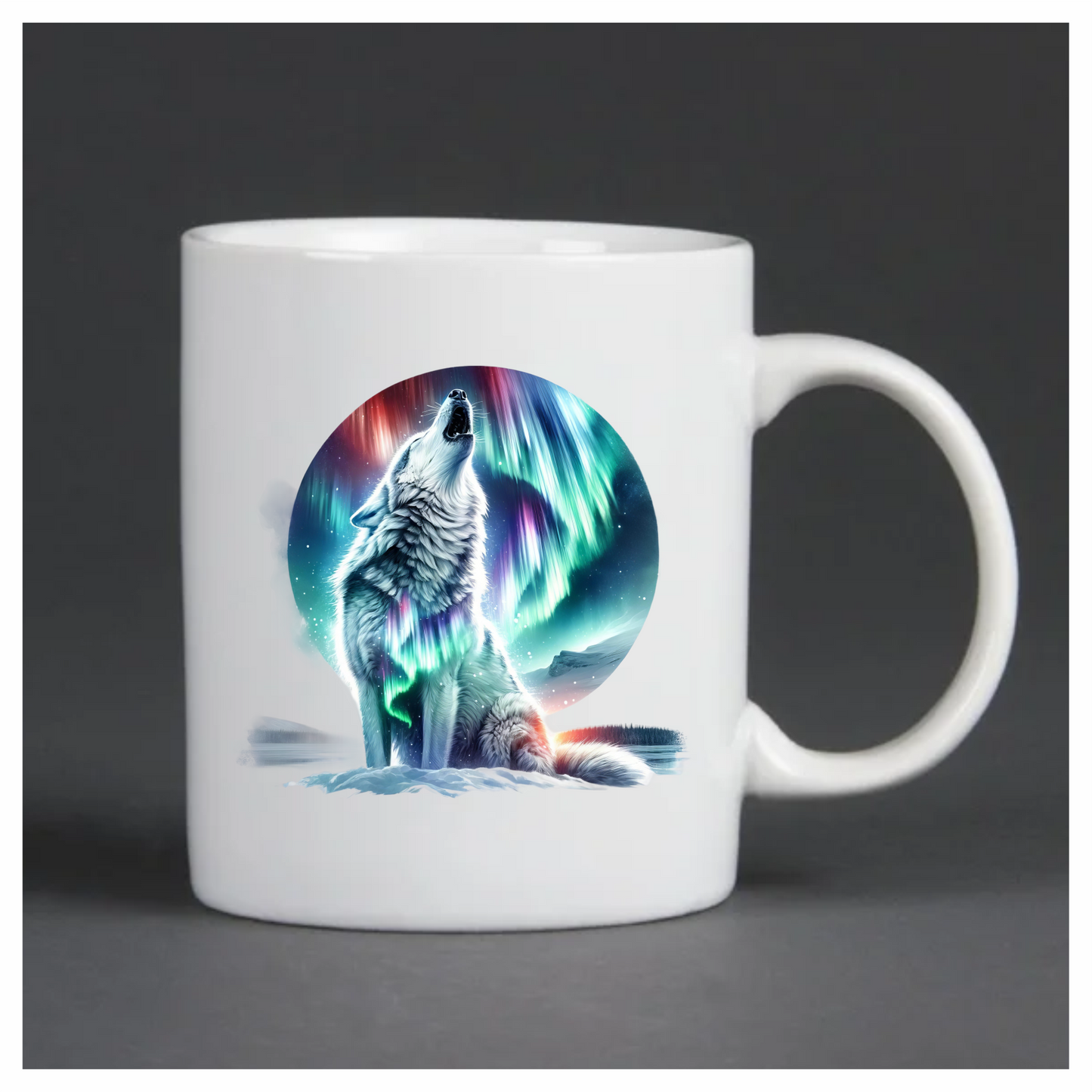 White Wolf Howling Under Northern Lights Vinyl Sticker Decal