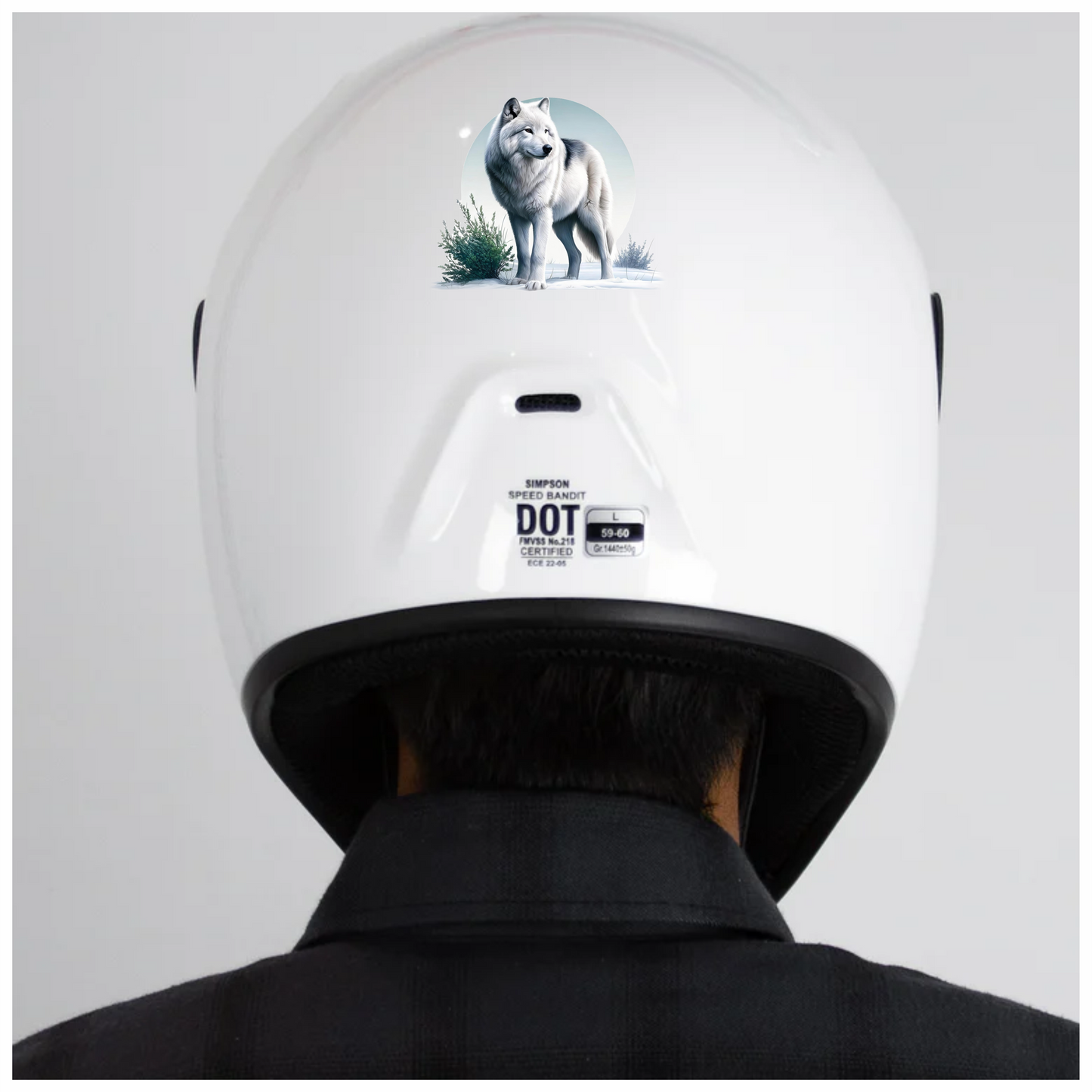 White Wolf Standing In Snow Field Vinyl Sticker Decal