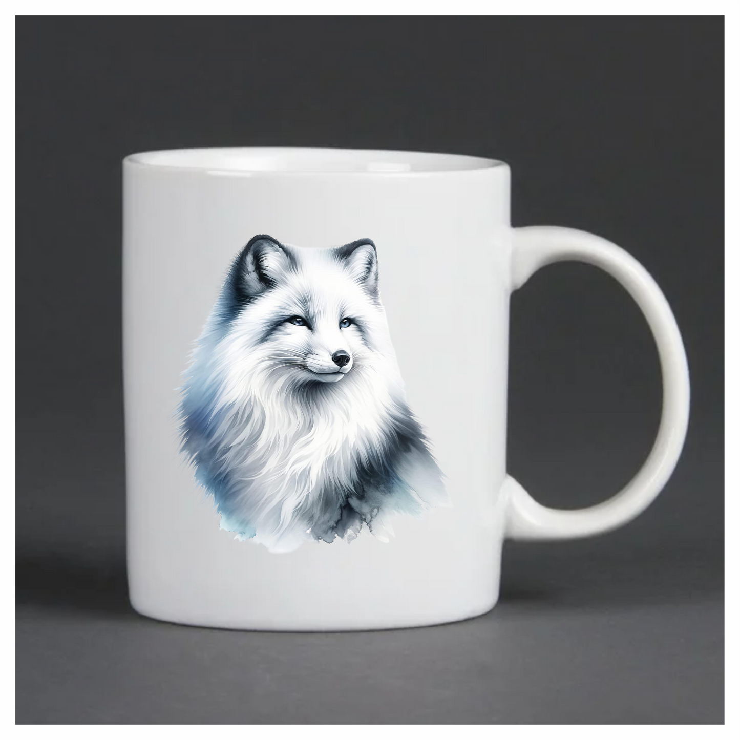 White Fox Sitting Fluffy Winter Fur Vinyl Sticker Decal
