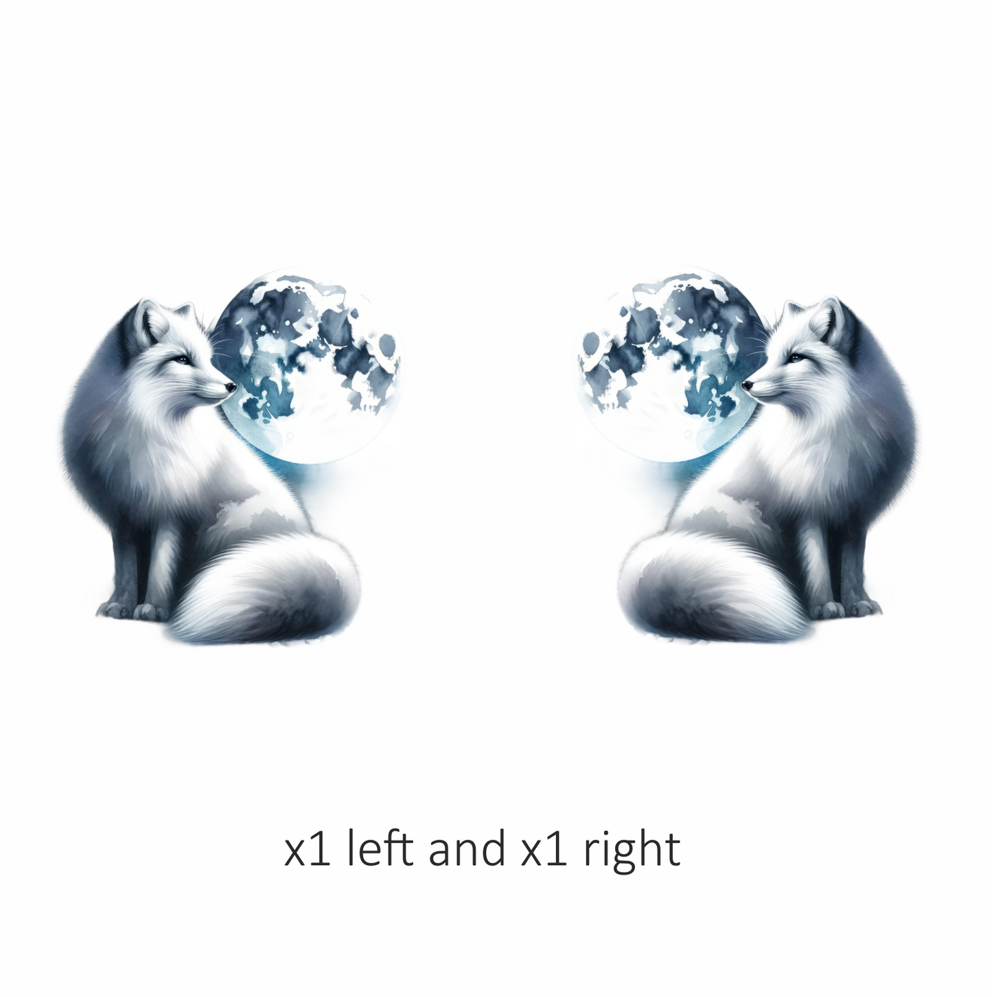 White Fox Sitting Beside Full Moon Vinyl Sticker Decal