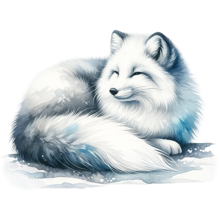 White Fox Sleeping On Snow Ground Vinyl Sticker Decal