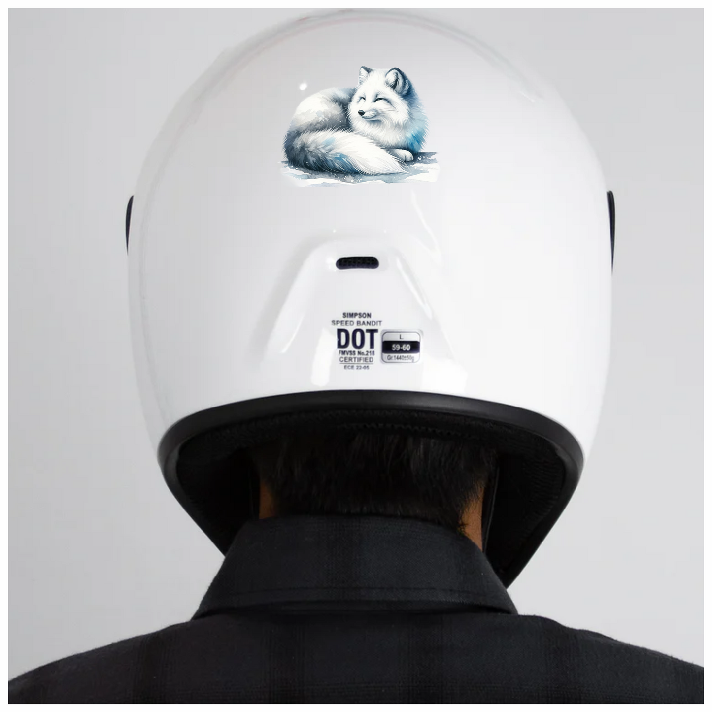 White Fox Sleeping On Snow Ground Vinyl Sticker Decal