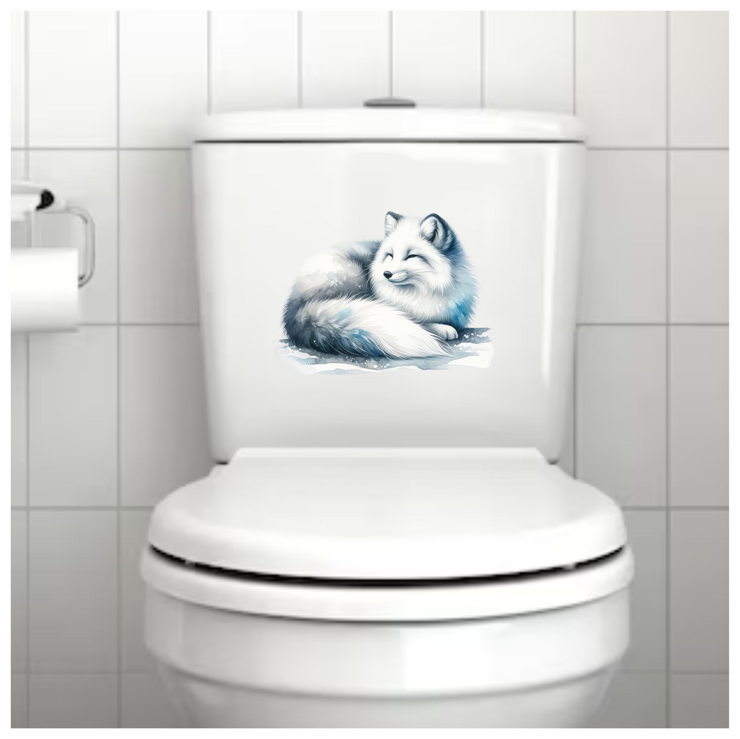 White Fox Sleeping On Snow Ground Vinyl Sticker Decal