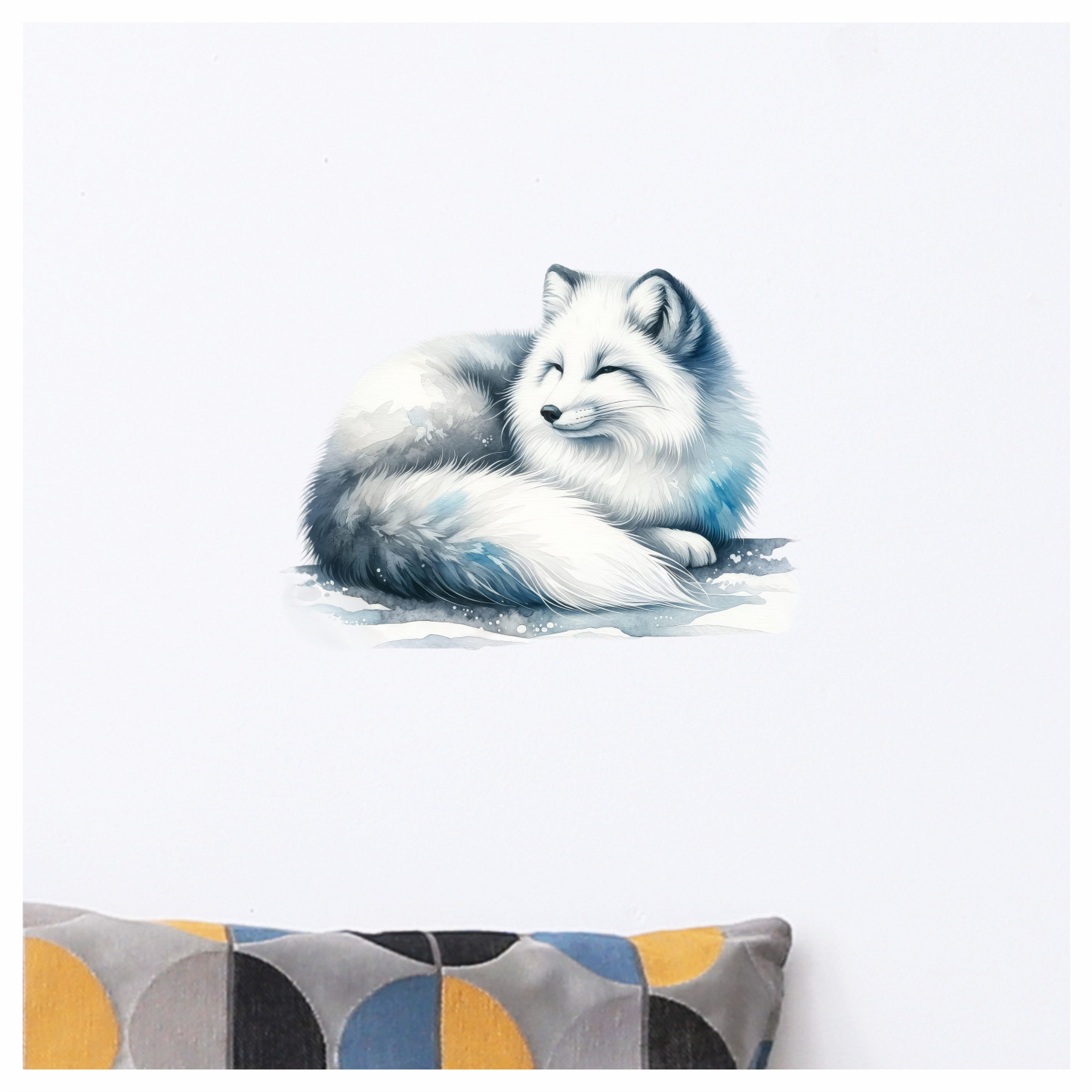 White Fox Sleeping On Snow Ground Vinyl Sticker Decal