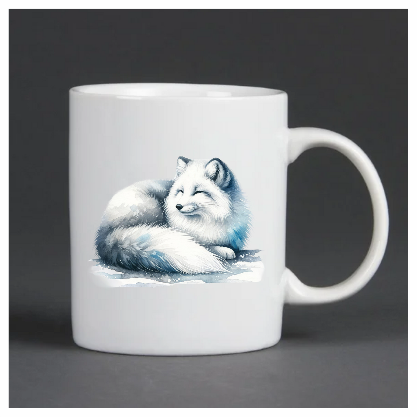 White Fox Sleeping On Snow Ground Vinyl Sticker Decal