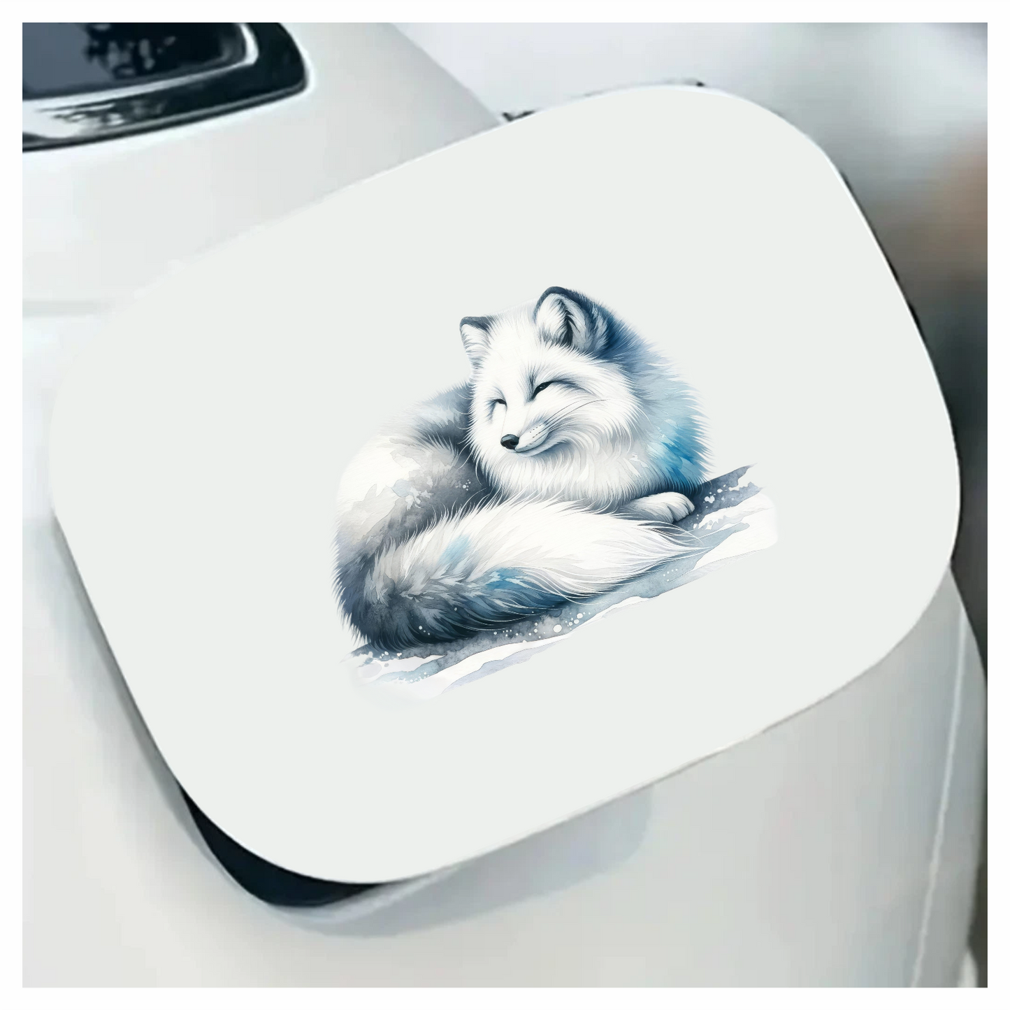 White Fox Sleeping On Snow Ground Vinyl Sticker Decal