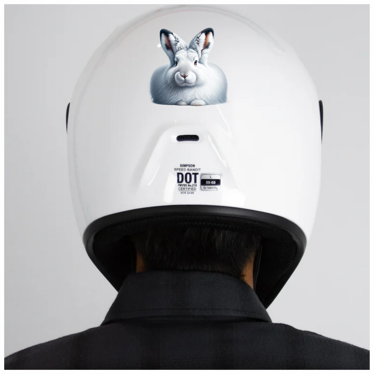 White Rabbit Sitting With Long Ears Vinyl Sticker Decal