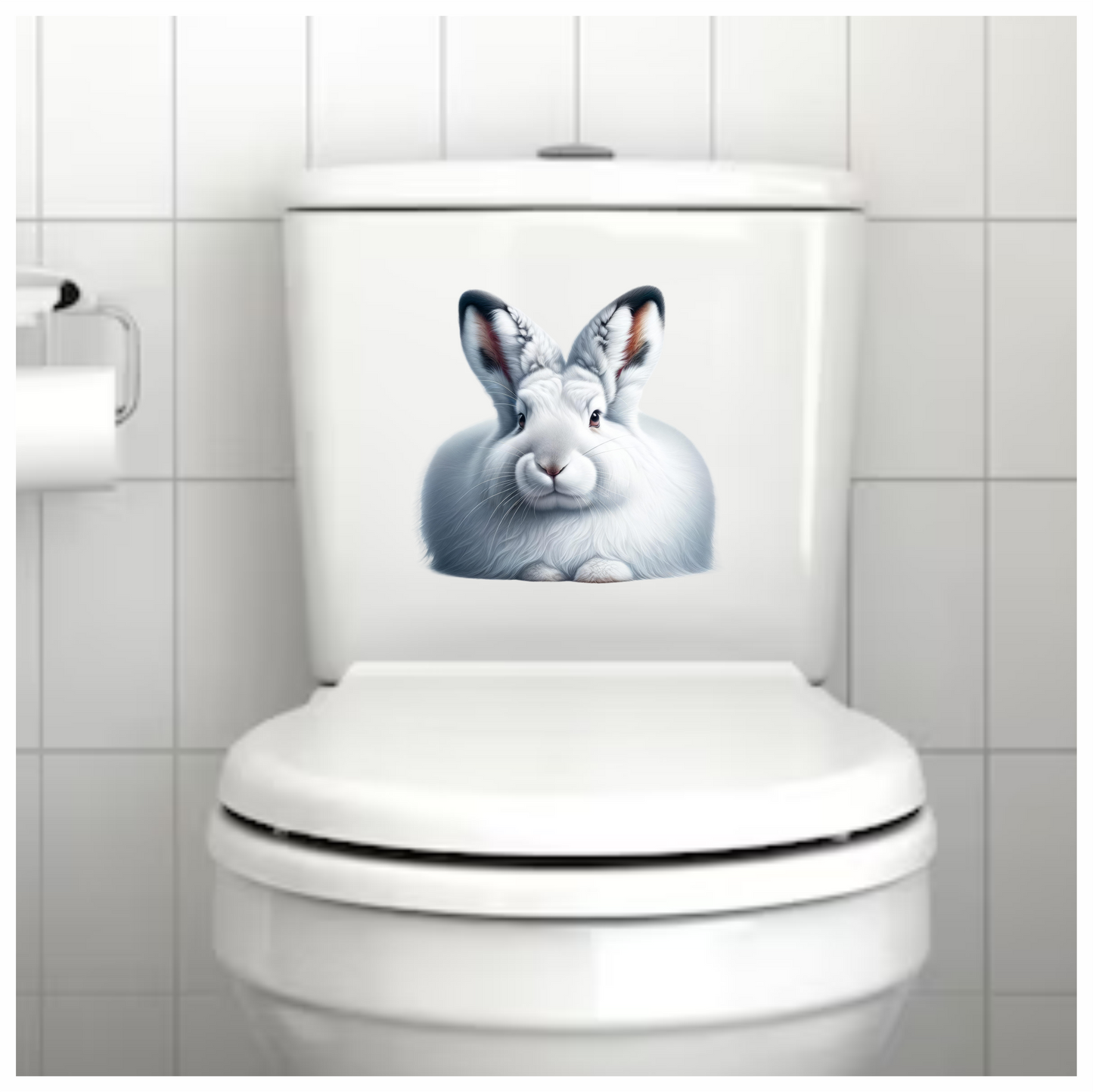 White Rabbit Sitting With Long Ears Vinyl Sticker Decal