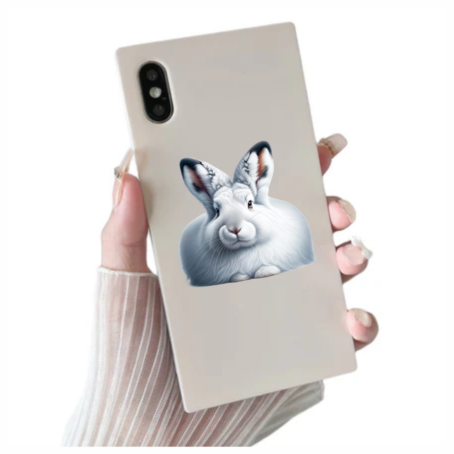White Rabbit Sitting With Long Ears Vinyl Sticker Decal