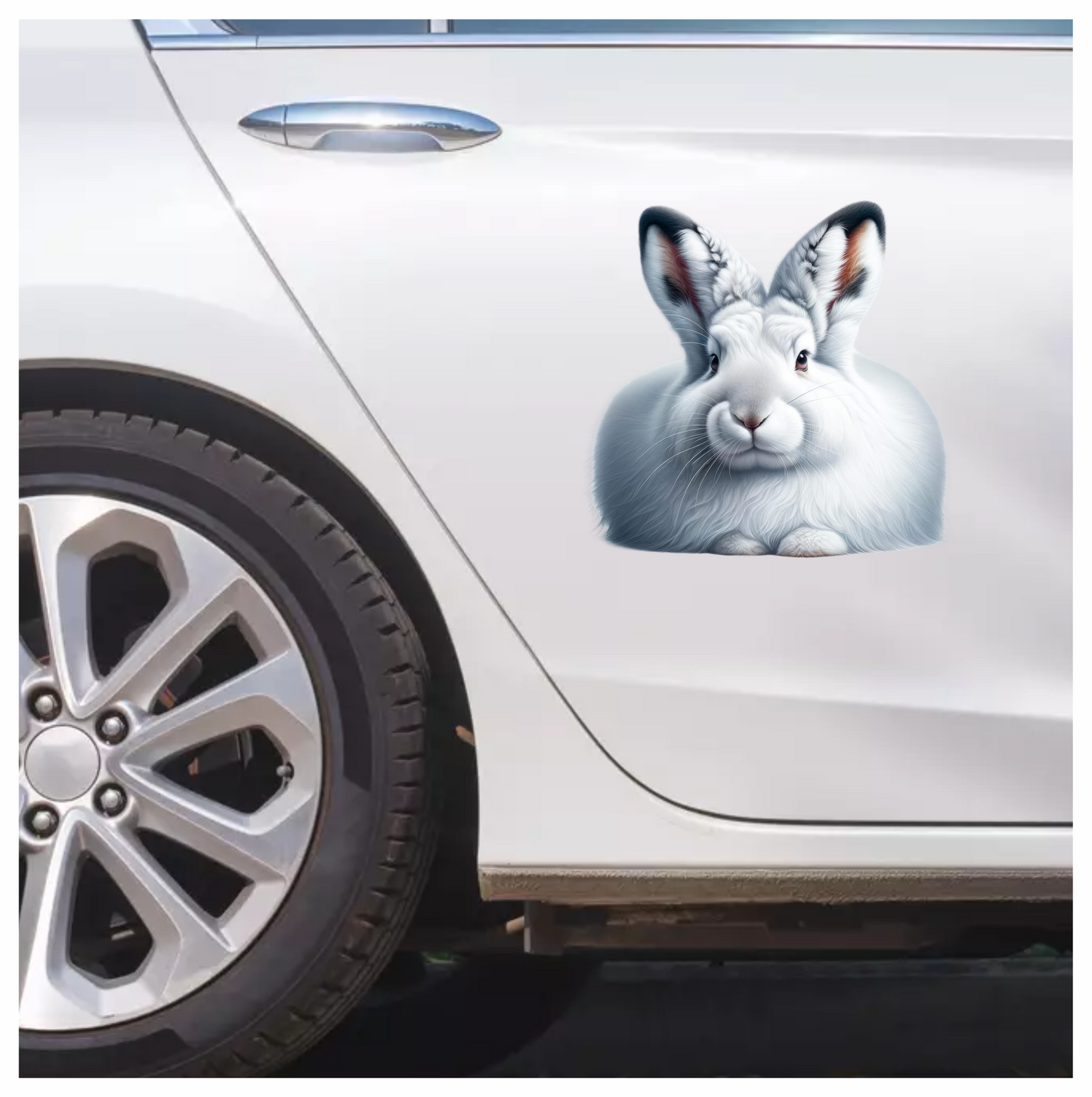 White Rabbit Sitting With Long Ears Vinyl Sticker Decal