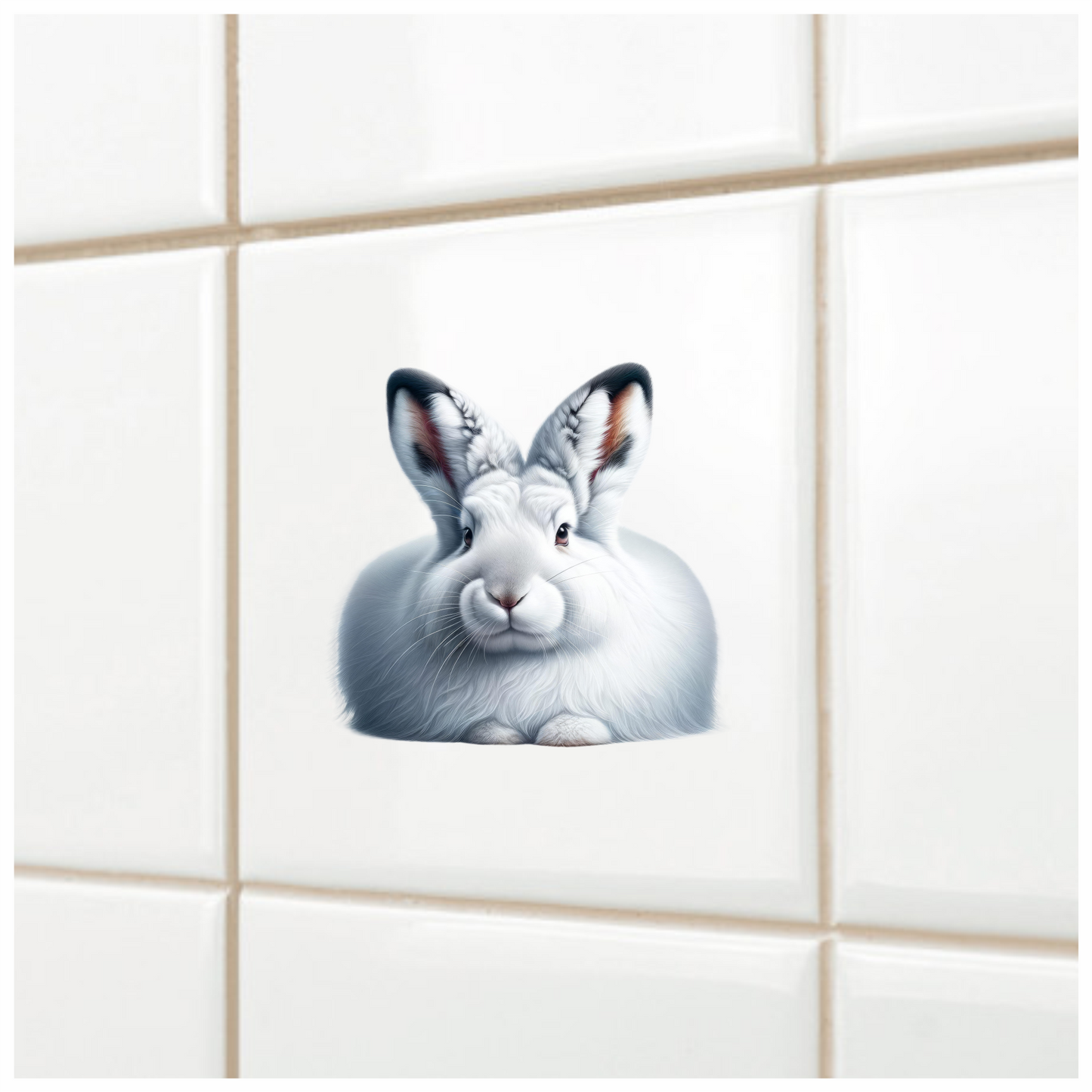 White Rabbit Sitting With Long Ears Vinyl Sticker Decal
