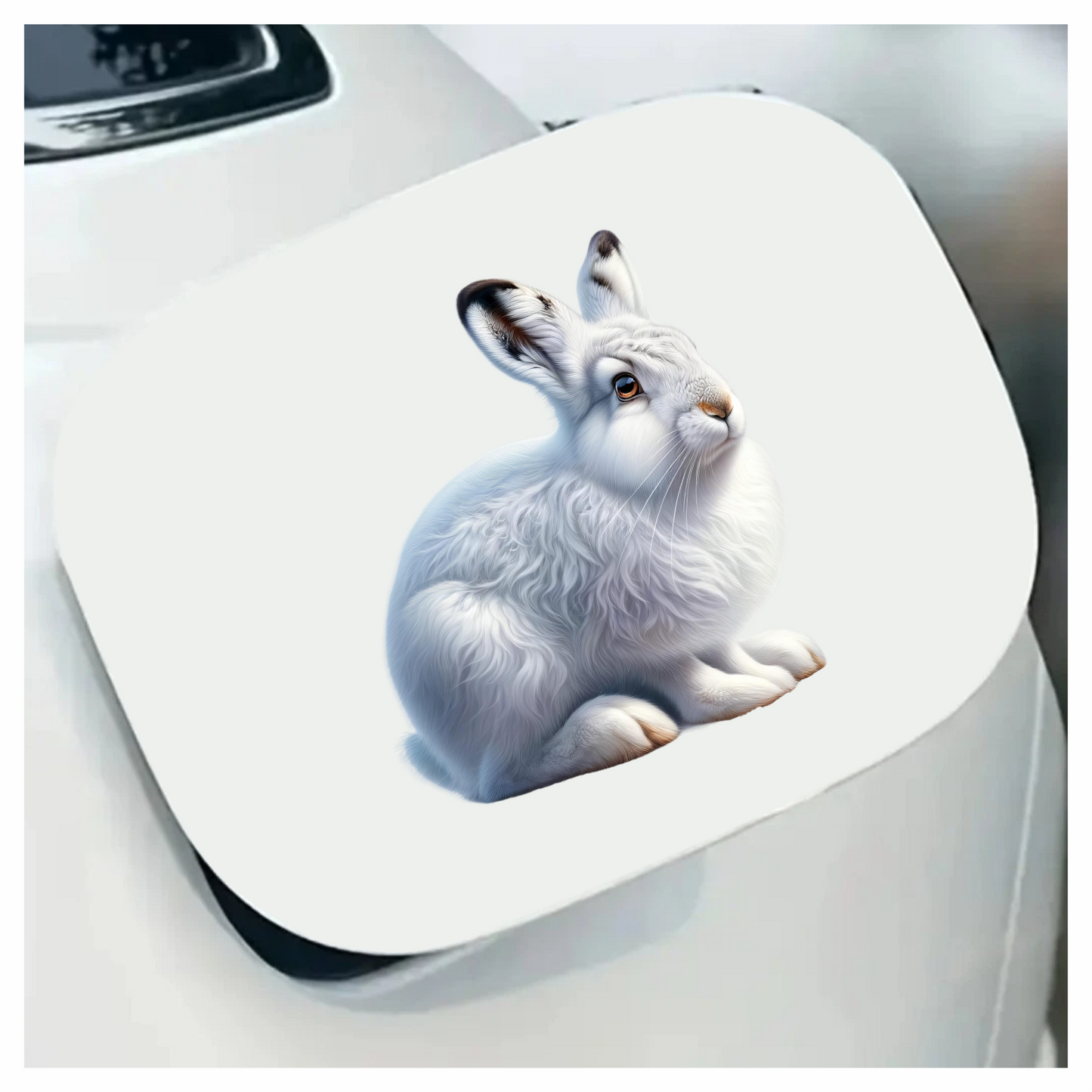 White Rabbit Sitting With Brown Eyes Vinyl Sticker Decal
