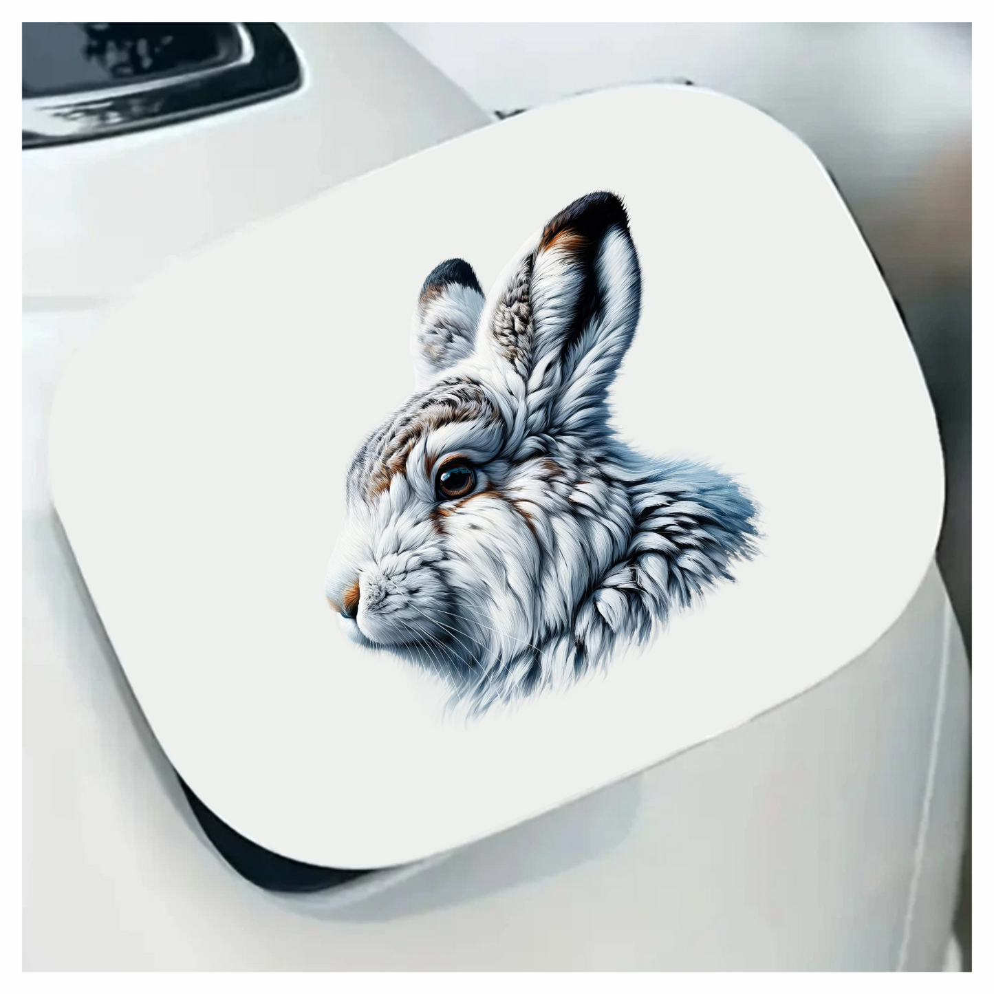 White Rabbit Face With Brown Markings Vinyl Sticker Decal