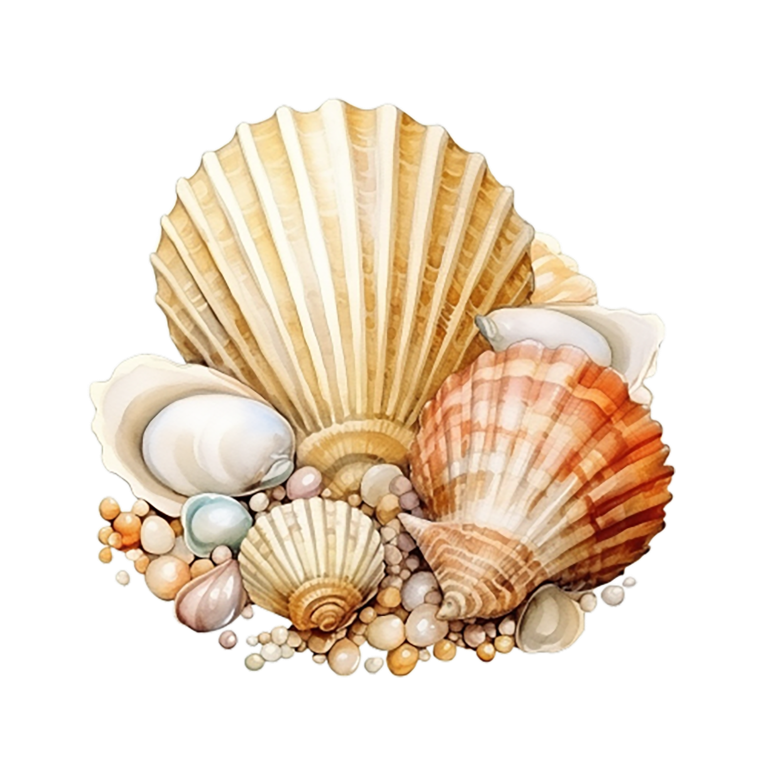 Brown Seashells With Pearls On Sand Vinyl Sticker Decal