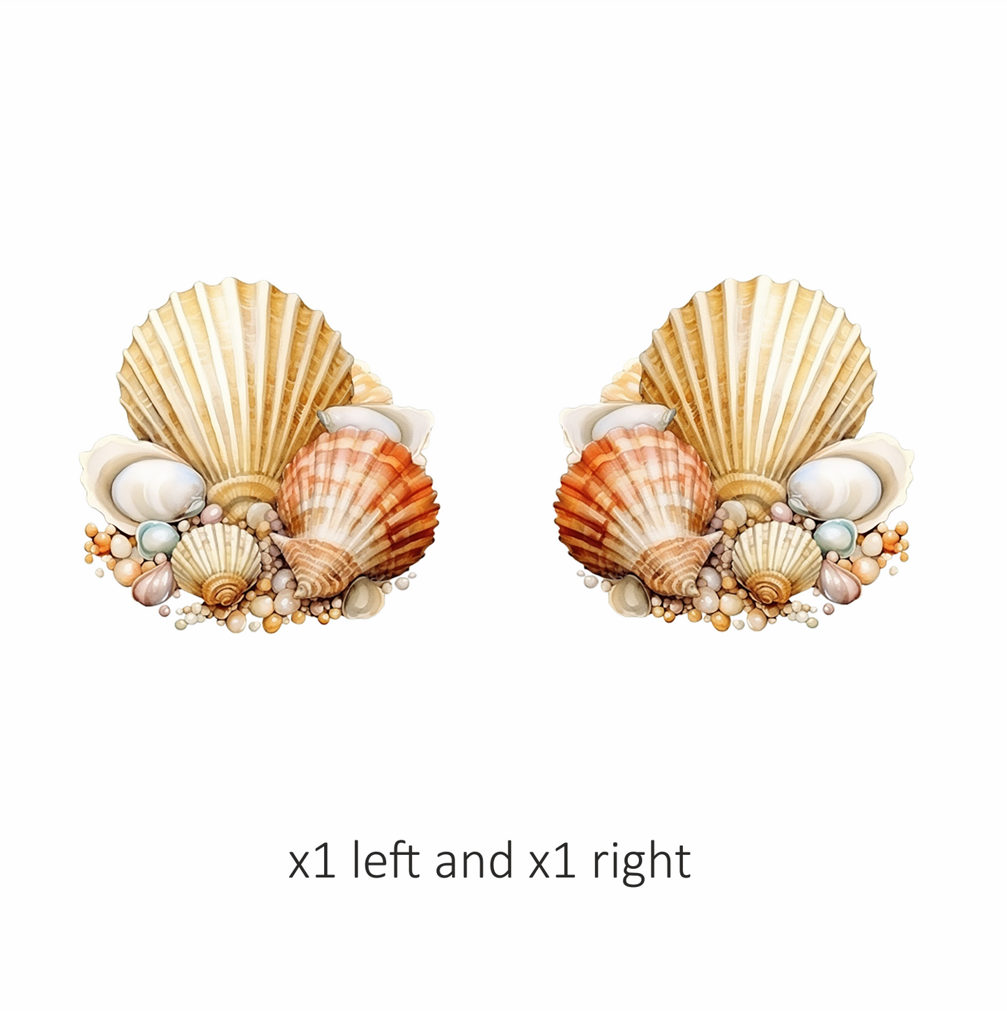 Brown Seashells With Pearls On Sand Vinyl Sticker Decal