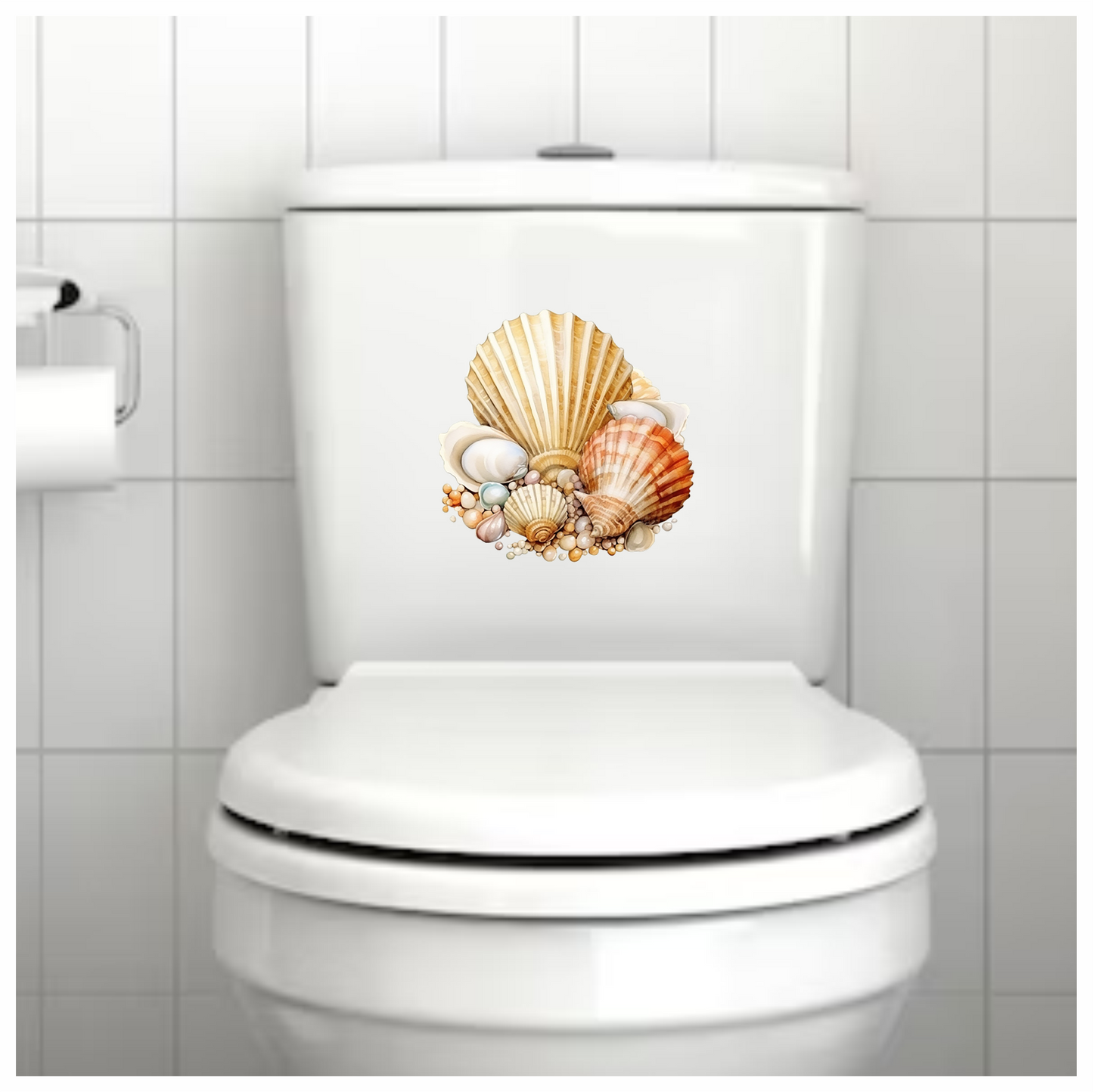 Brown Seashells With Pearls On Sand Vinyl Sticker Decal
