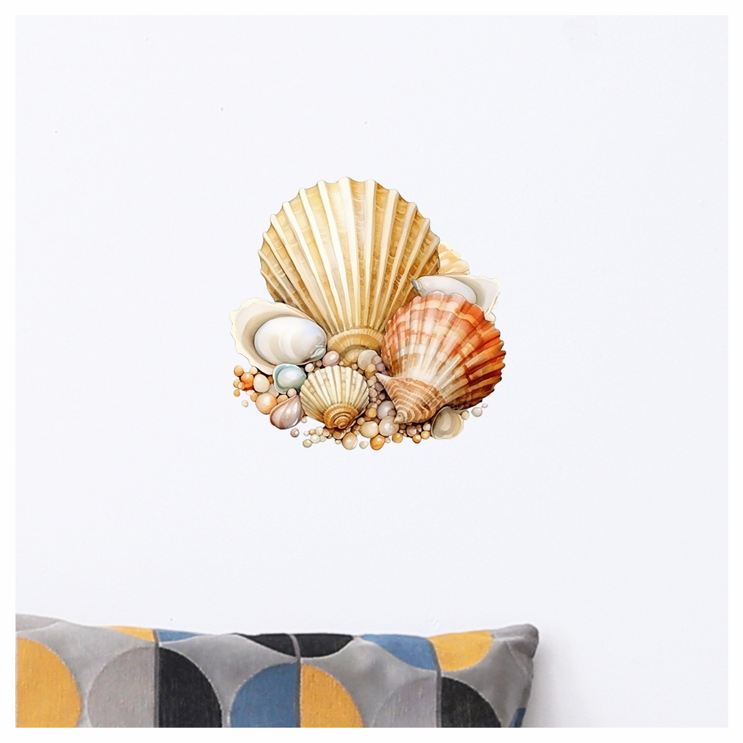 Brown Seashells With Pearls On Sand Vinyl Sticker Decal