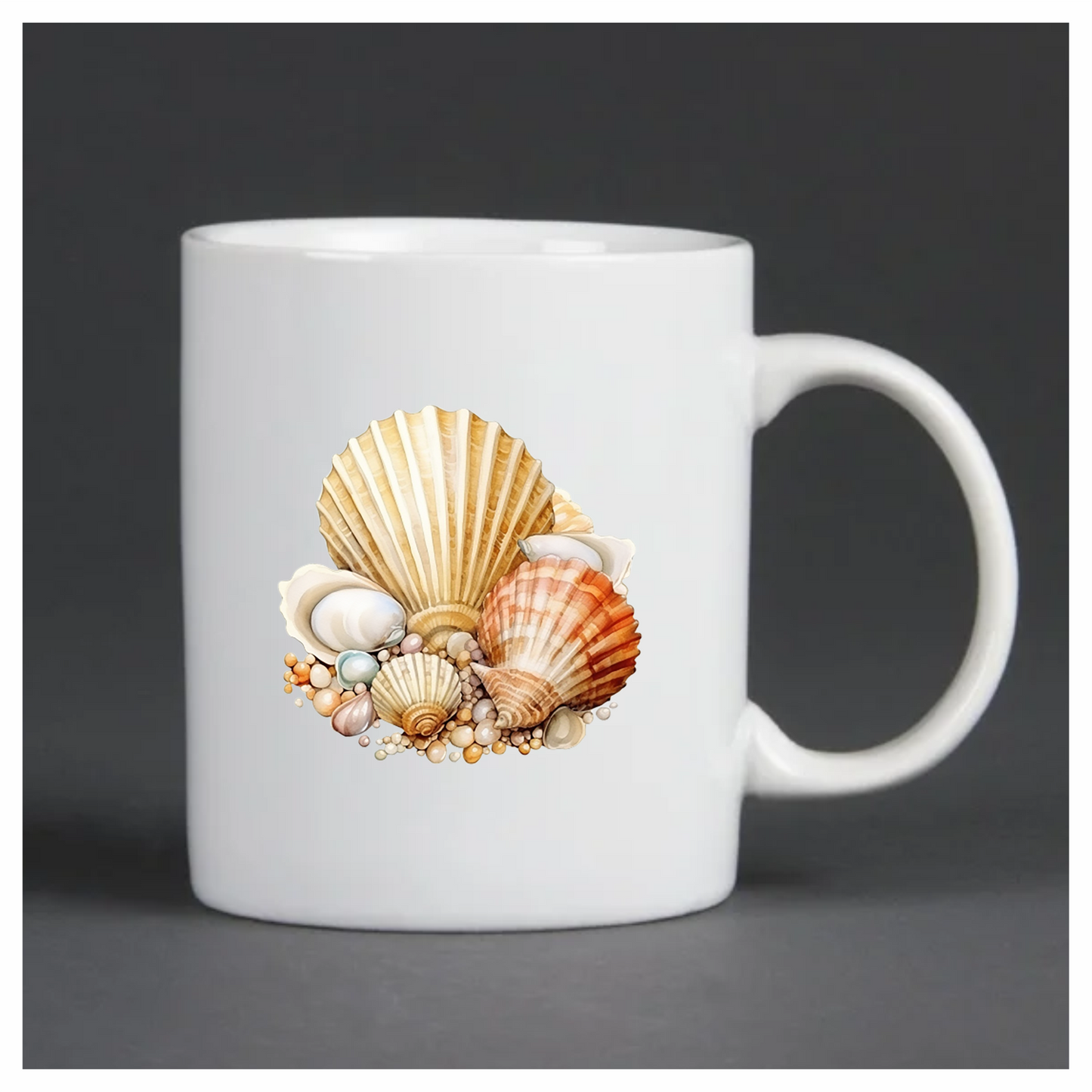 Brown Seashells With Pearls On Sand Vinyl Sticker Decal