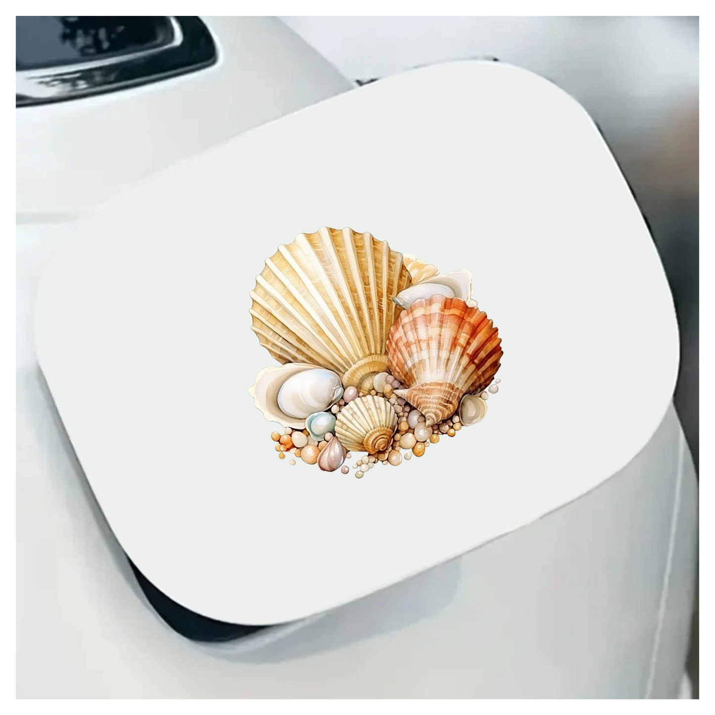 Brown Seashells With Pearls On Sand Vinyl Sticker Decal