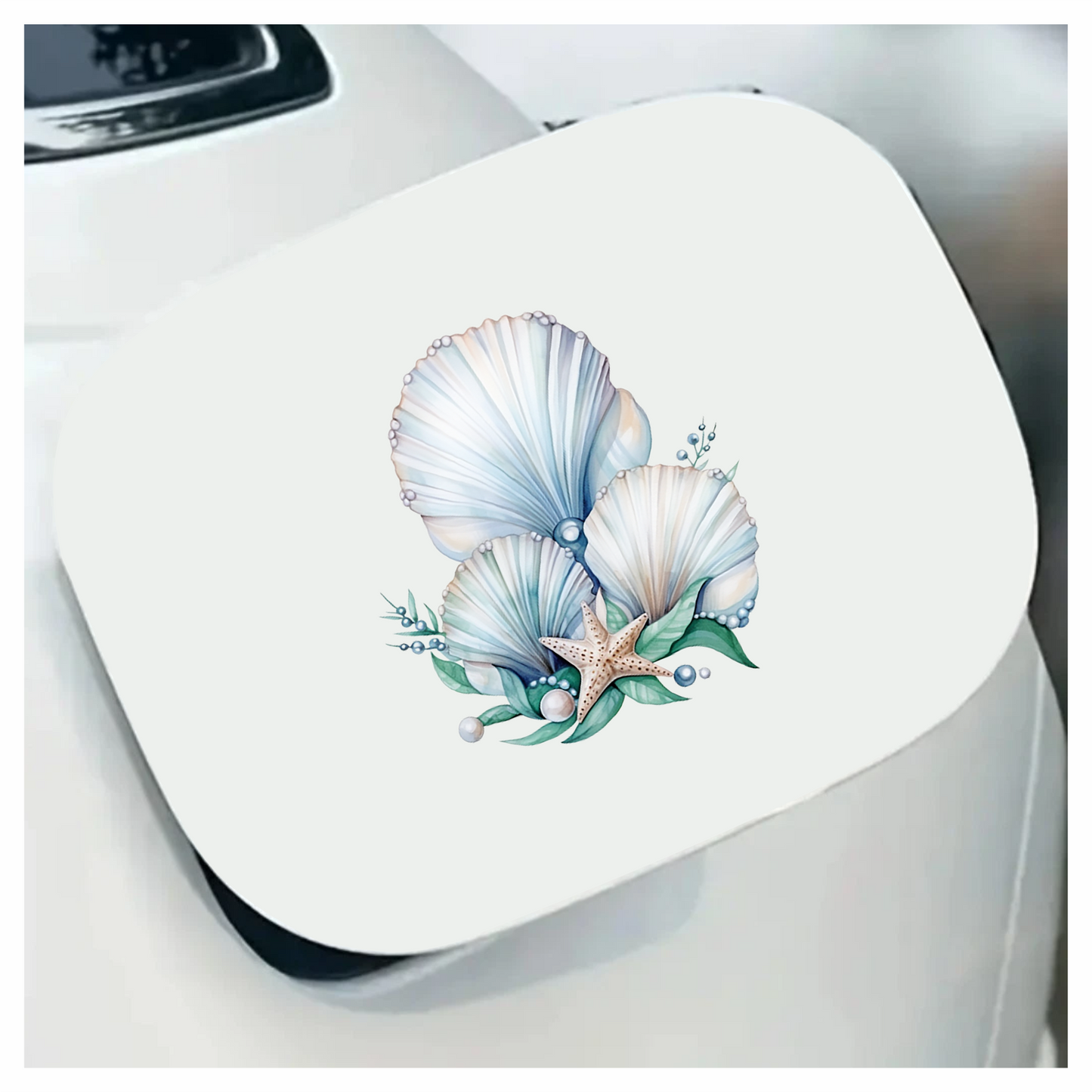 Blue Seashells With Starfish And Pearls Vinyl Sticker Decal