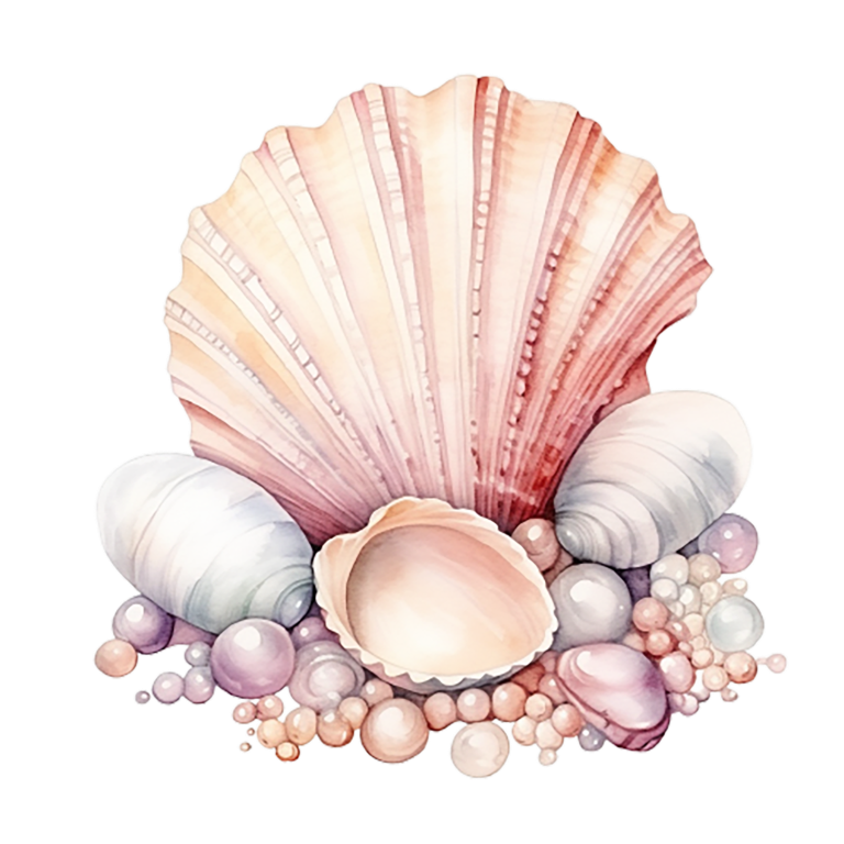 Pink Seashells With Pearls On Sand Vinyl Sticker Decal