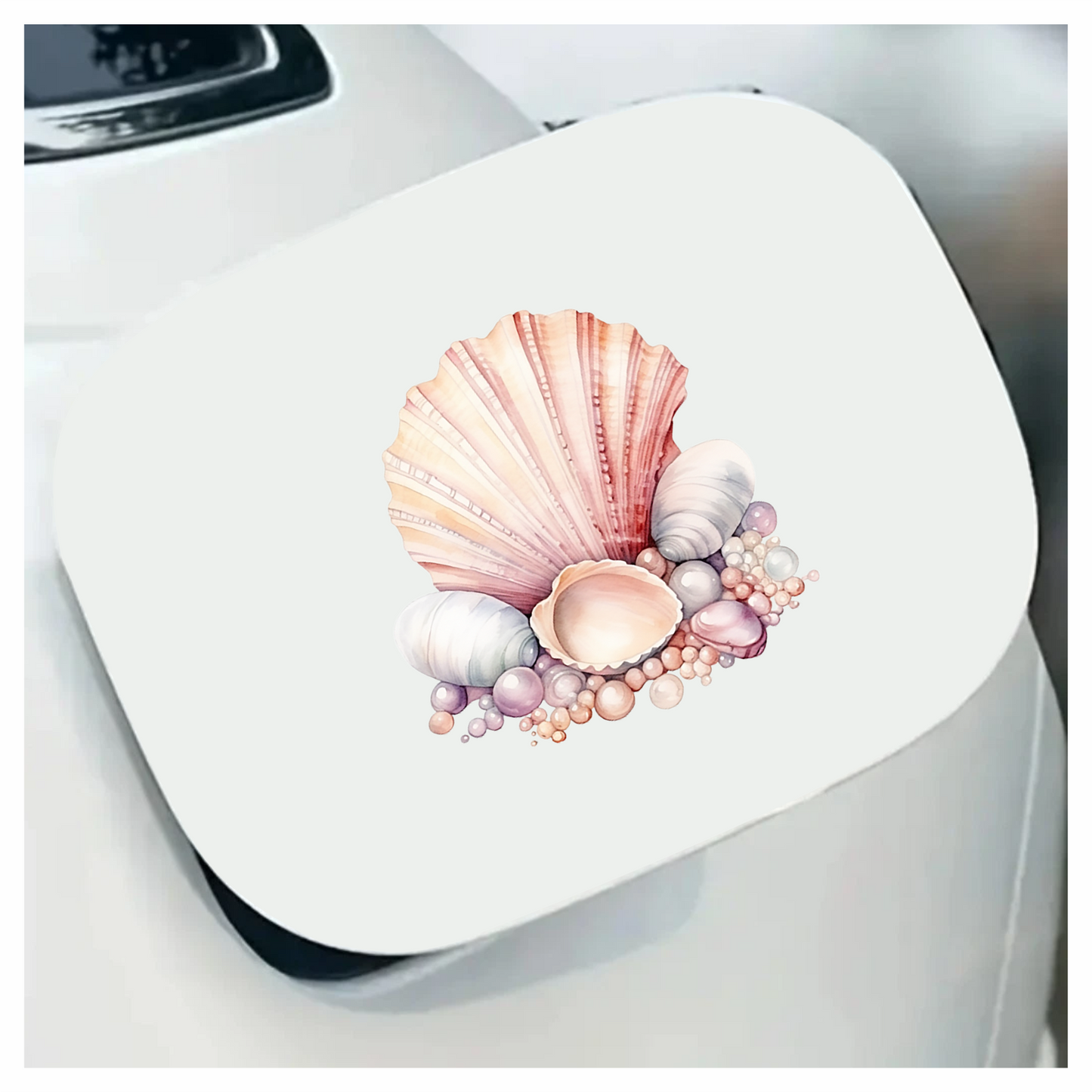 Pink Seashells With Pearls On Sand Vinyl Sticker Decal