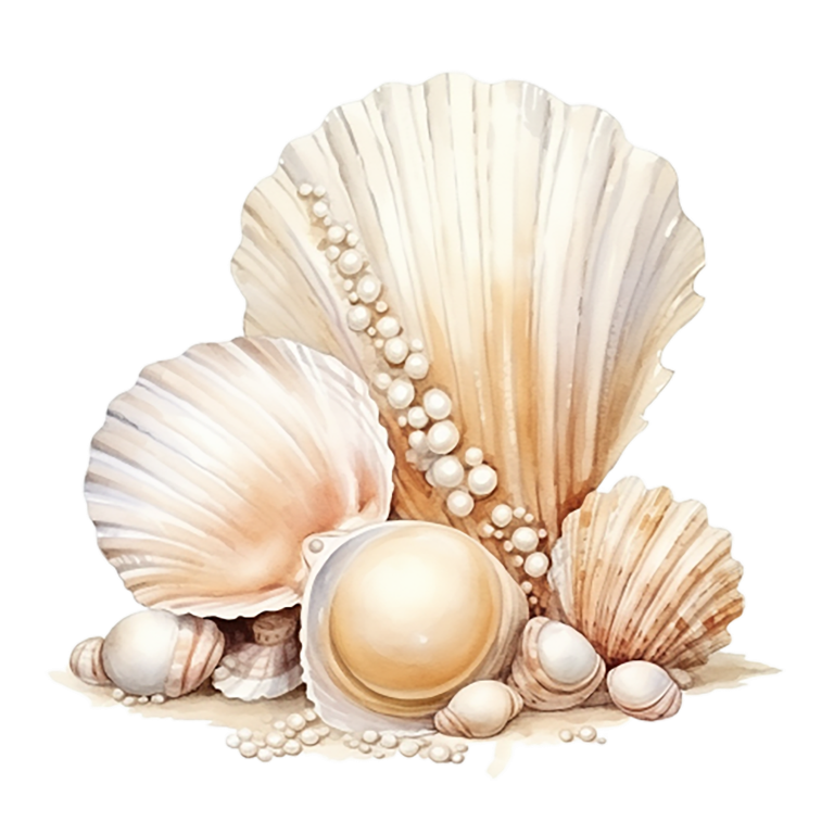 Beige Seashells With Pearls On Sand Vinyl Sticker Decal