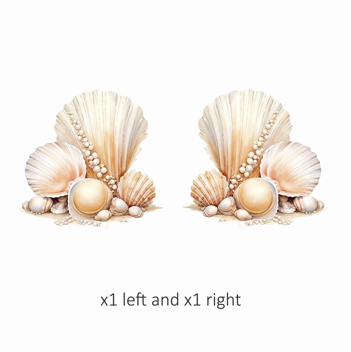 Beige Seashells With Pearls On Sand Vinyl Sticker Decal