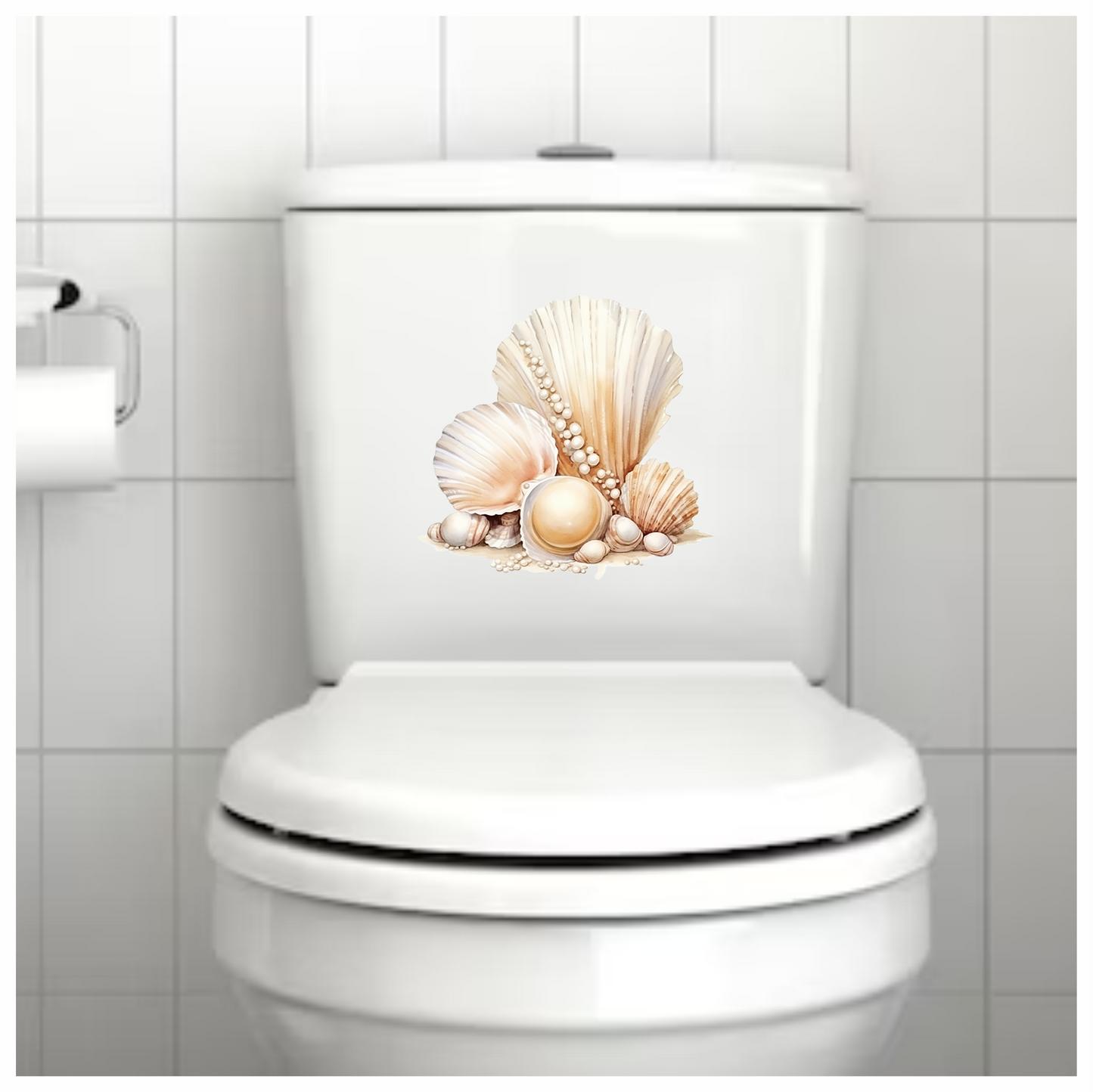 Beige Seashells With Pearls On Sand Vinyl Sticker Decal