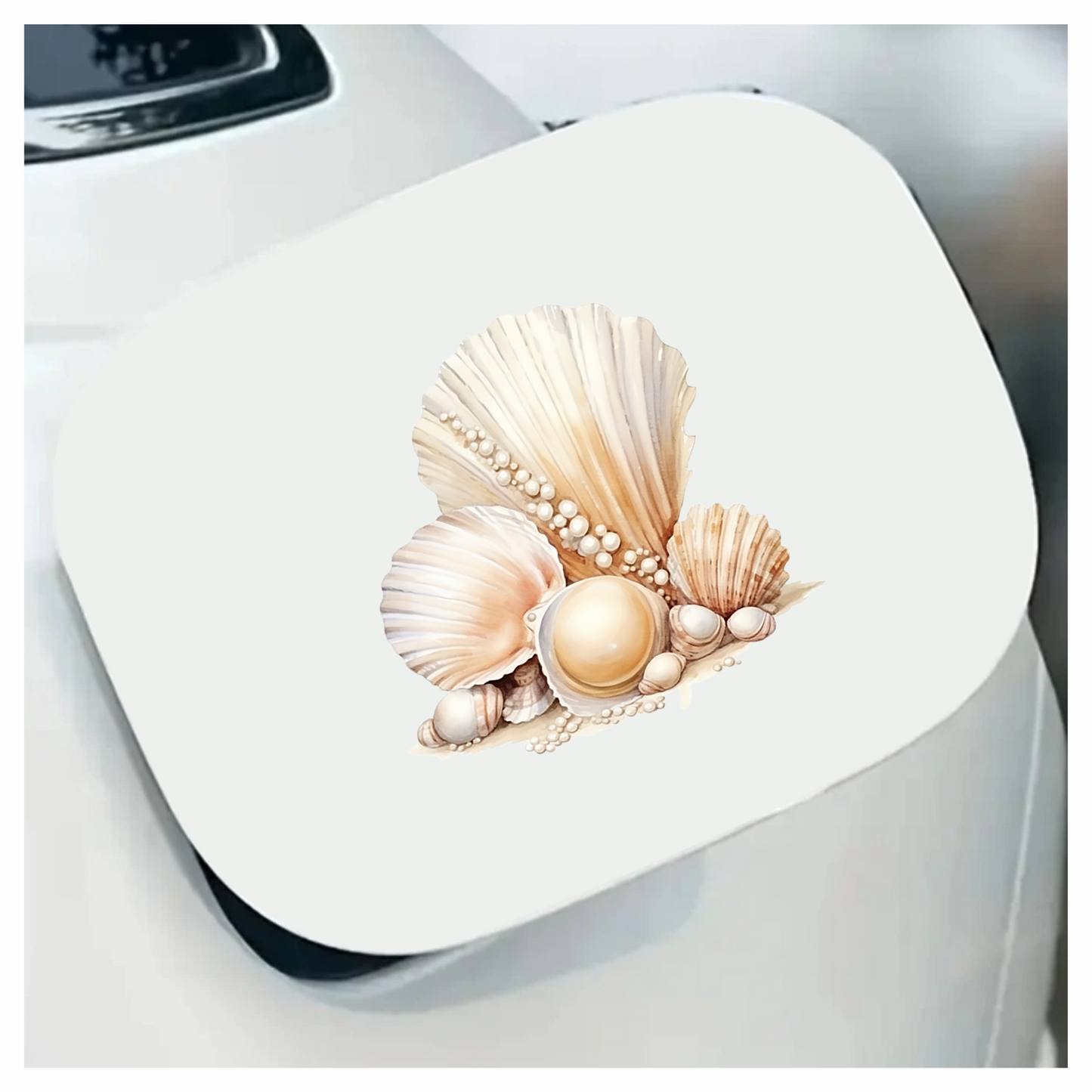 Beige Seashells With Pearls On Sand Vinyl Sticker Decal