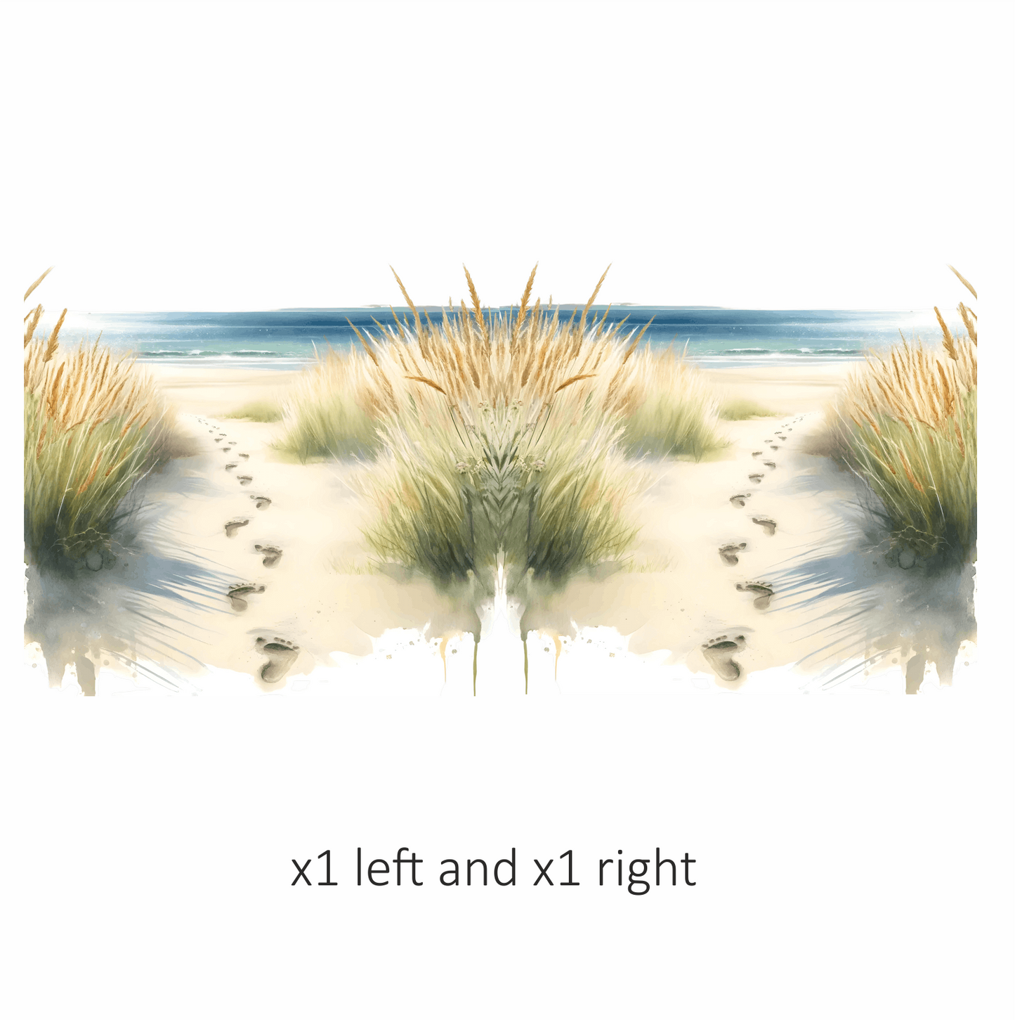 Beige Sand Footprints Leading To Ocean Vinyl Sticker Decal