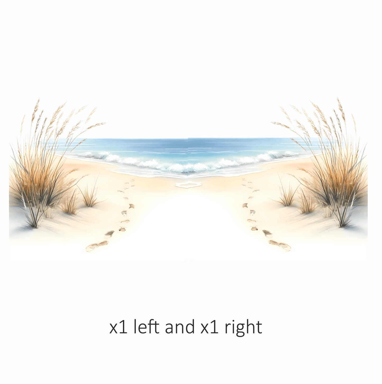 Beige Sand Footprints Beside Blue Ocean Vinyl Sticker Decal