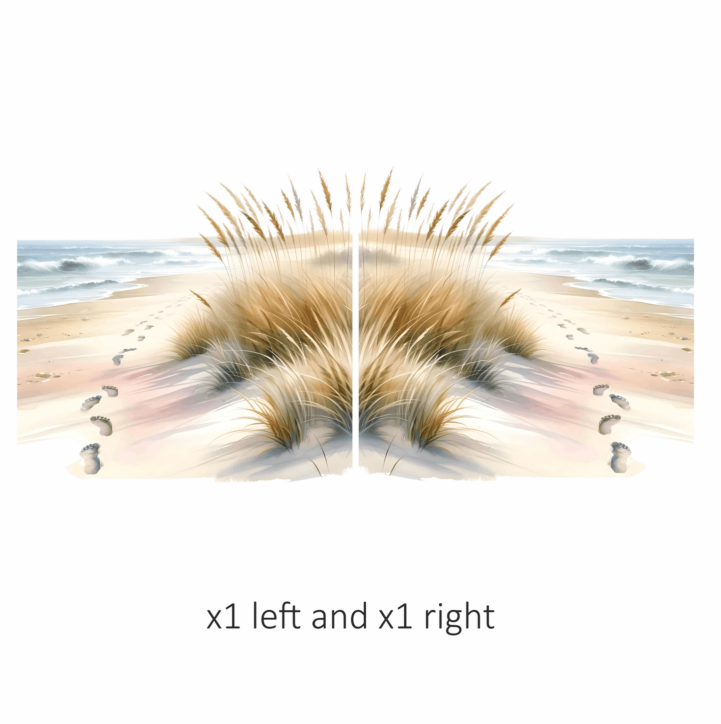 Beige Sand Footprints Along Ocean Waves Vinyl Sticker Decal