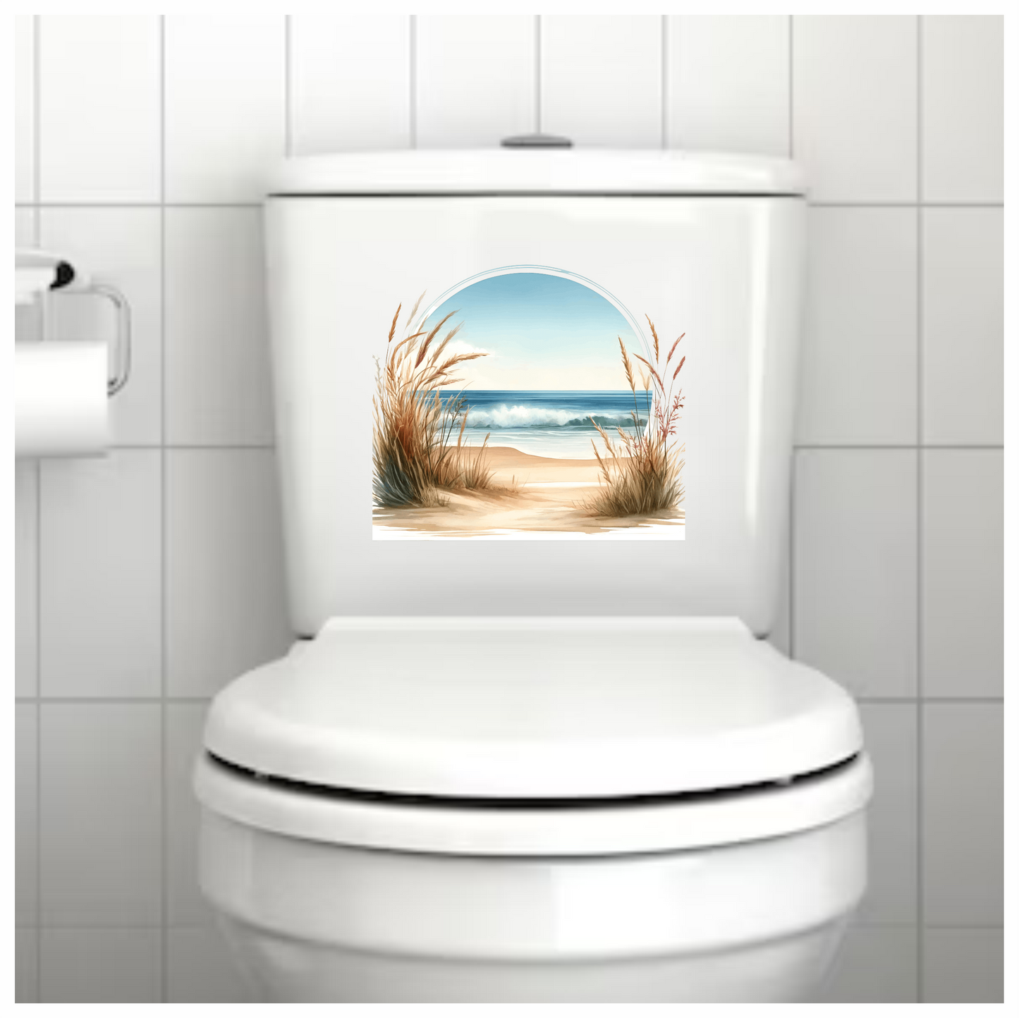 Beige Sand Dunes With Blue Ocean Vinyl Sticker Decal