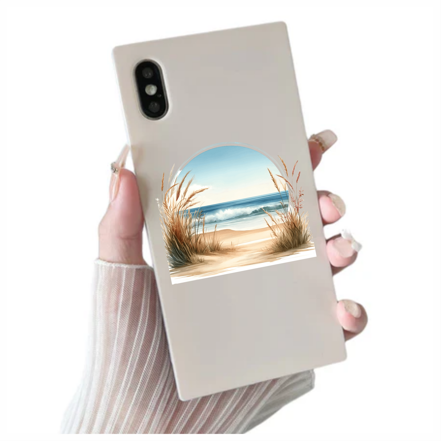 Beige Sand Dunes With Blue Ocean Vinyl Sticker Decal