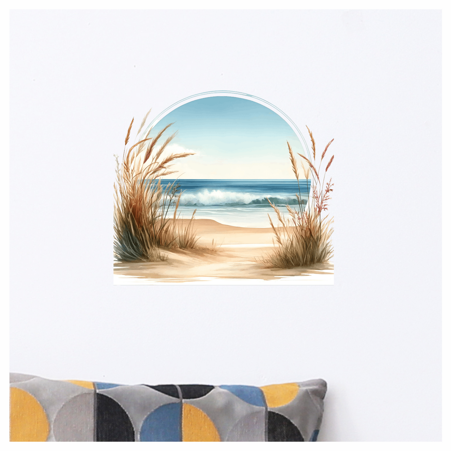 Beige Sand Dunes With Blue Ocean Vinyl Sticker Decal