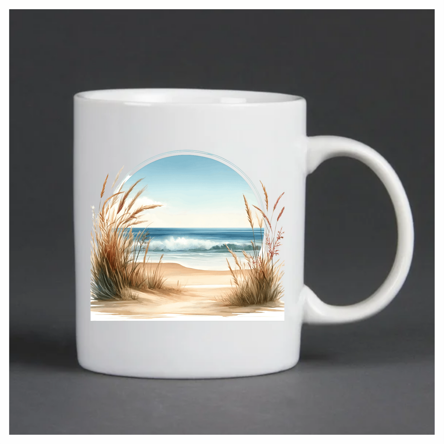 Beige Sand Dunes With Blue Ocean Vinyl Sticker Decal