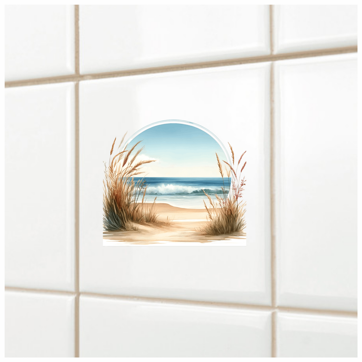 Beige Sand Dunes With Blue Ocean Vinyl Sticker Decal