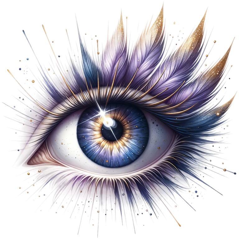 Blue Human Eye With Purple Feathers Vinyl Sticker Decal