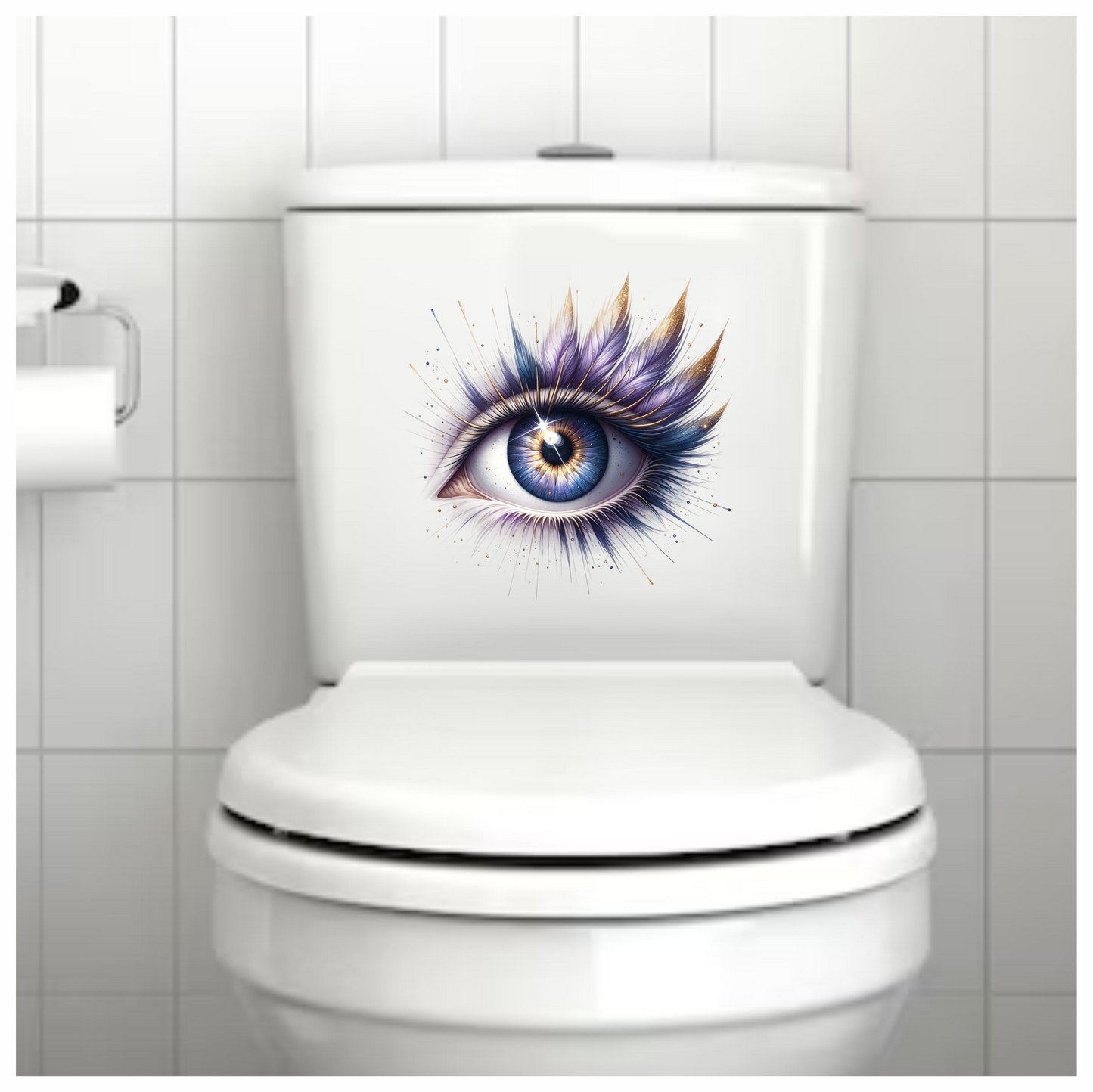Blue Human Eye With Purple Feathers Vinyl Sticker Decal