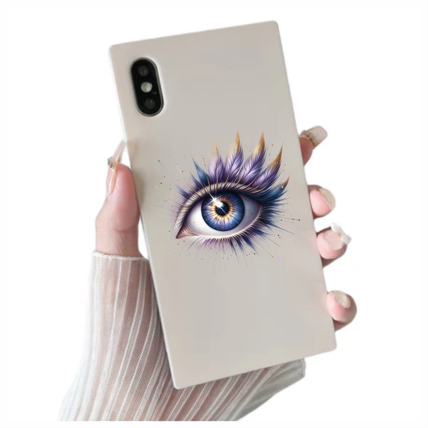 Blue Human Eye With Purple Feathers Vinyl Sticker Decal