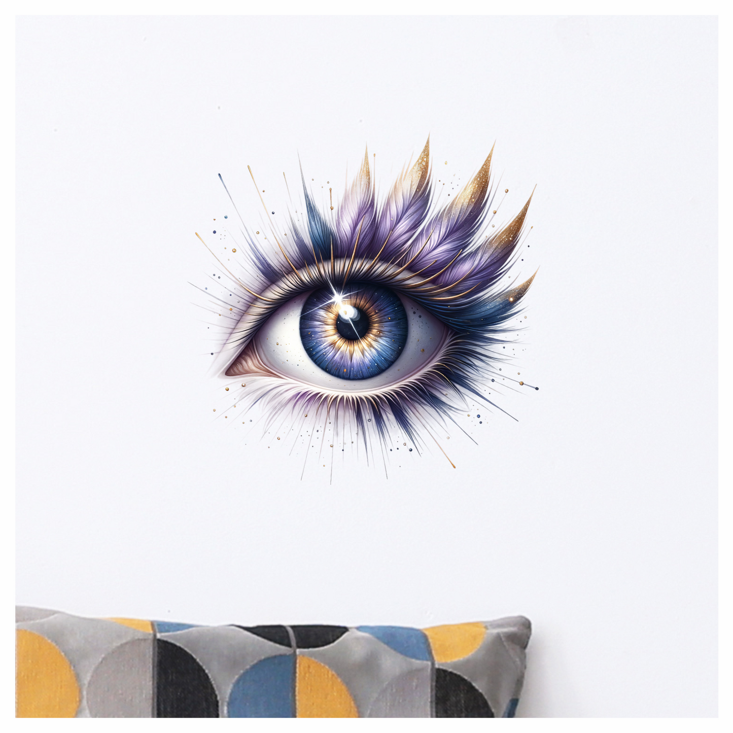 Blue Human Eye With Purple Feathers Vinyl Sticker Decal