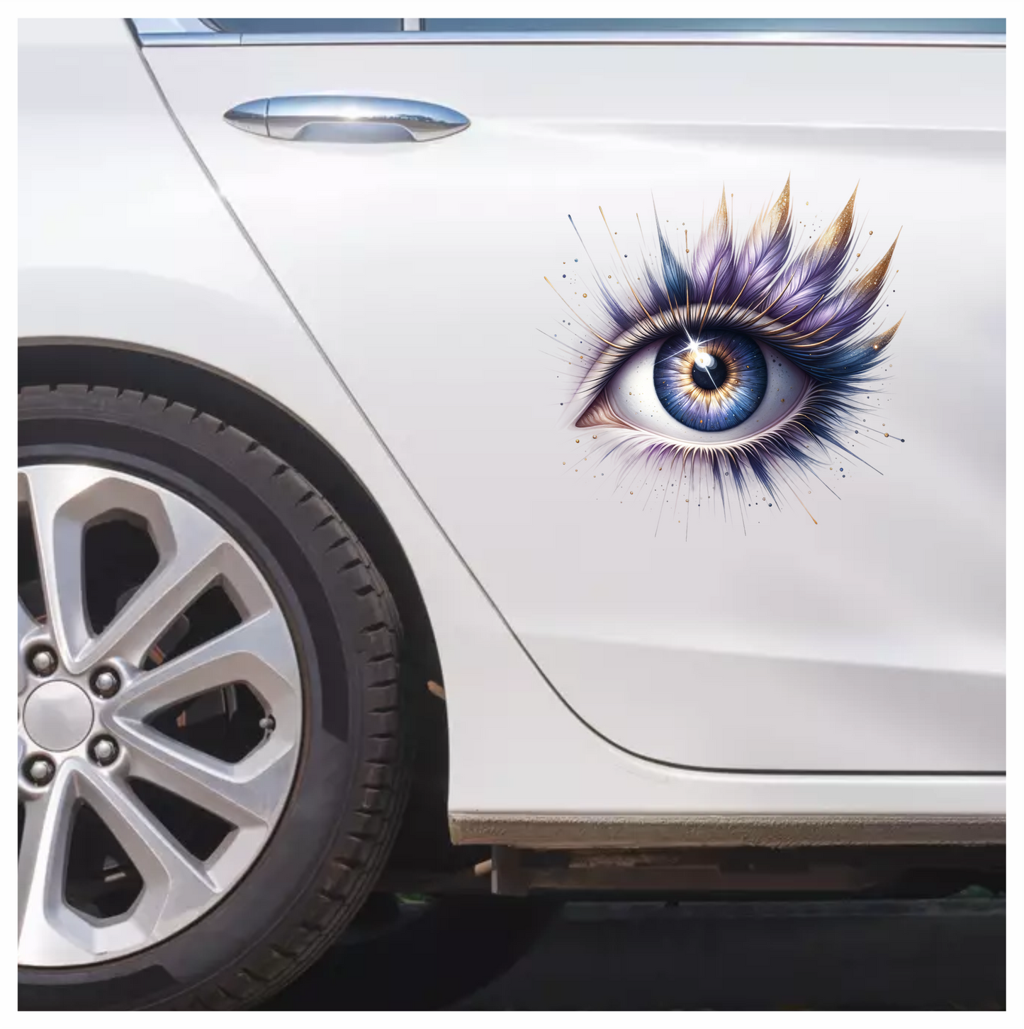 Blue Human Eye With Purple Feathers Vinyl Sticker Decal